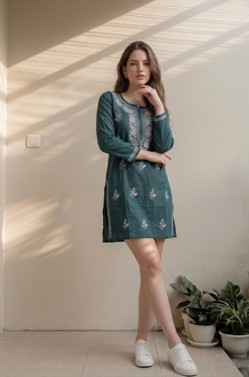 Teal Meadow Kurti
